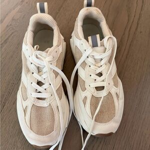 Neutral Beige Mesh & Suede Sneakers